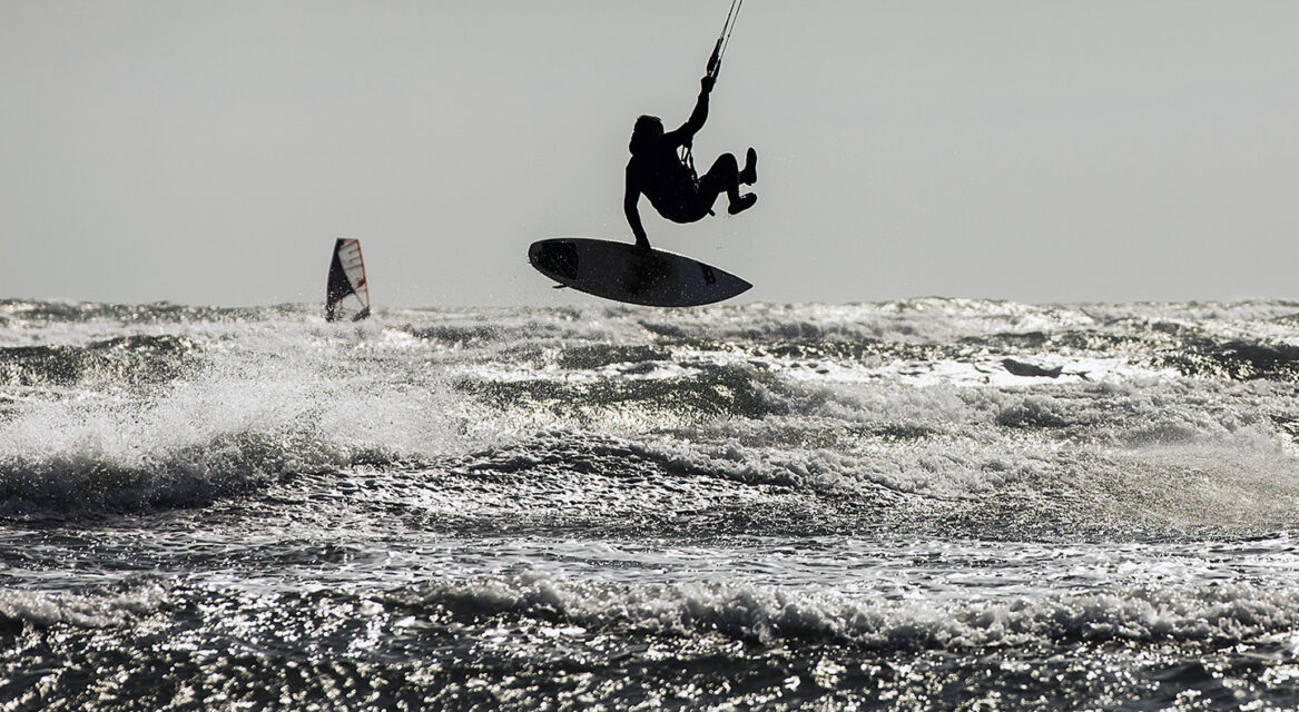 Kitesurfing at Tyrella Beach Co master